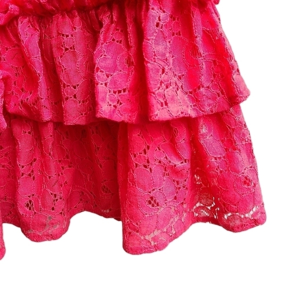 KC Parker Pink Eyelet Lace Teired Dress, Size 12 - Picture 5 of 10